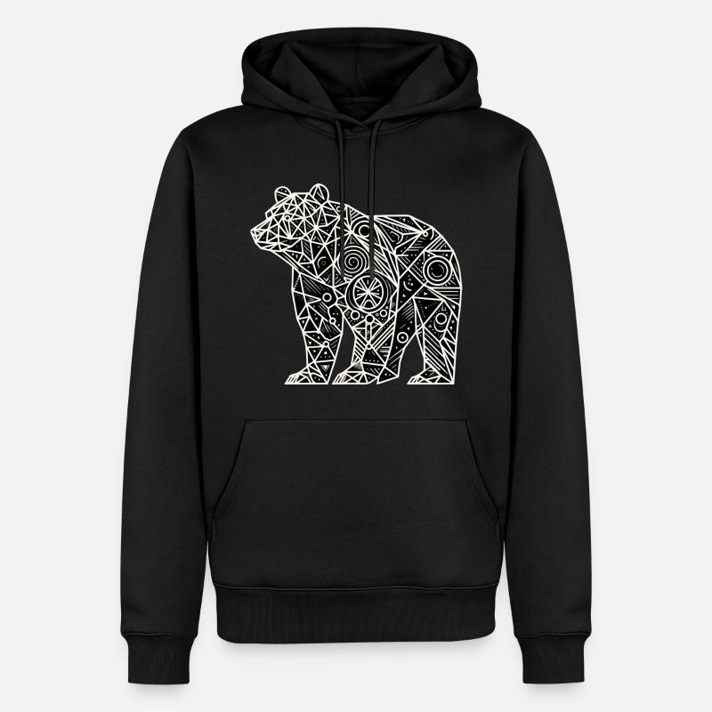 Bär Polygon - Männer Premium Bio Hoodie - Schwarz