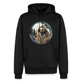 Paresseux cool dans la ville - Sweat à capuche Premium bio Homme - noir - Devant - Nico (187cm)