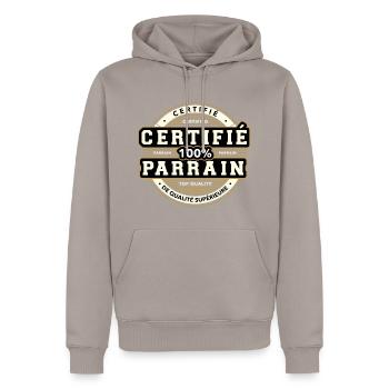 Certifié 100 Parrain de Qualité Supérieure - Sweat à capuche Premium bio Homme - taupe - Devant - Nico (187cm)