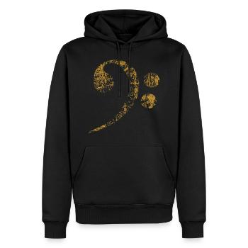Clé de basse. Bass Clef distressed - Sweat à capuche Premium bio Homme - noir - Devant - Nico (187cm)