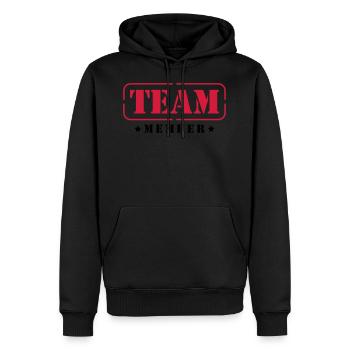 membre de l'équipe - Sweat à capuche Premium bio Homme - noir - Devant - Nico (187cm)