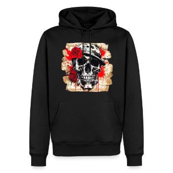Totenschädel Tattoo Heavy Metal Rocker - Männer Premium Bio Hoodie - Schwarz - Vorne - Nico (187cm)