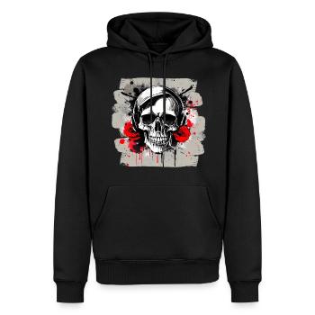 Totenschädel Tattoo Heavy Metal Rocker - Männer Premium Bio Hoodie - Schwarz - Vorne - Nico (187cm)