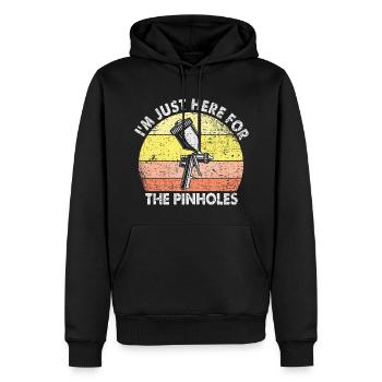 I'm Just Here For The Pinholes Fahrzeuglackierer - Männer Premium Bio Hoodie - Schwarz - Vorne - Nico (187cm)