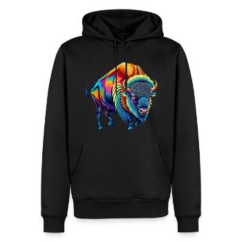 Bison - Men’s Premium Organic Hoodie - black - Front - Nico (187cm)