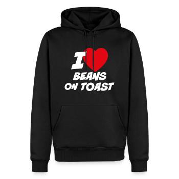 Ich liebe Bohnen auf Toast - Männer Premium Bio Hoodie - Schwarz - Vorne - Nico (187cm)