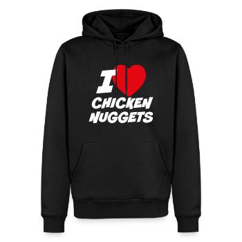 Ich liebe Chicken Nuggets - Männer Premium Bio Hoodie - Schwarz - Vorne - Nico (187cm)