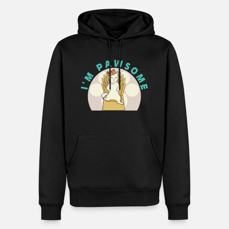 Weiße niedliche Katze - Männer Premium Bio Hoodie - Schwarz