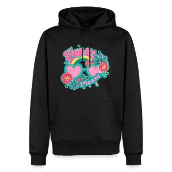 Umarme mich bitte, - Männer Premium Bio Hoodie - Schwarz - Vorne - Nico (187cm)
