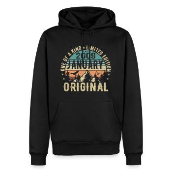 Birthday Gift January 2009 - January 2009 - Men’s Premium Organic Hoodie - black - Front - Nico (187cm)