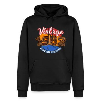 Vintage Birthday Gift 1982 Limited Edition - Men’s Premium Organic Hoodie - black - Front - Nico (187cm)