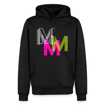 M Buchstabe - Männer Premium Bio Hoodie - Schwarz - Vorne - Nico (187cm)