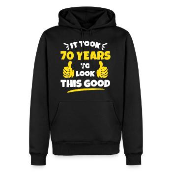 Dauerte 70 Jahre, um diese gute Geburtstagsgeschenkidee zu schauen - Männer Premium Bio Hoodie - Schwarz - Vorne - Nico (187cm)