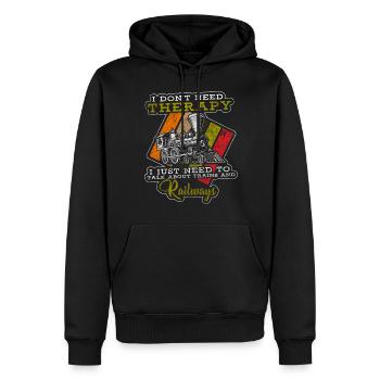 Trains Nerd de véhicules ferroviaires miniatures - Sweat à capuche Premium bio Homme - noir - Devant - Nico (187cm)