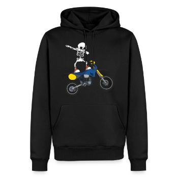 Dabbing Skelett Motocross Motorradfahrer Biker - Männer Premium Bio Hoodie - Schwarz - Vorne - Nico (187cm)