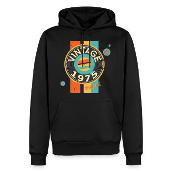 Scarf Plate Vinyle 1975 Anniversaire Tourne-disque - Sweat à capuche Premium bio Homme - noir - Devant - Nico (187cm)