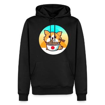 Hund isst Ramen-Nudeln - Männer Premium Bio Hoodie - Schwarz - Vorne - Nico (187cm)
