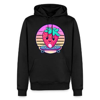 Strawberry skateboard in sunset - Men’s Premium Organic Hoodie - black - Front - Nico (187cm)