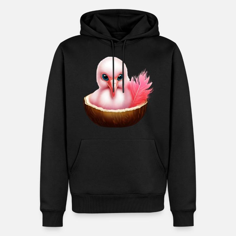 Flamant rose de noix de - Sweat à capuche Premium bio Homme - noir
