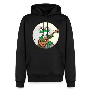 Mondschein Frosch mit Gitarre - Männer Premium Bio Hoodie - Schwarz - Vorne - Nico (187cm)