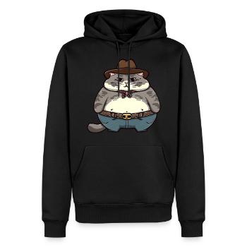 Fat Cowboy Cat - Men’s Premium Organic Hoodie - black - Front - Nico (187cm)
