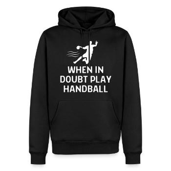 Handball Handballer Spruch Geschenk - Männer Premium Bio Hoodie - Schwarz - Vorne - Nico (187cm)