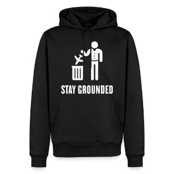 Stay Grounded – Flüge / Flugreisen Vermeiden! (W) - Männer Premium Bio Hoodie - Schwarz - Vorne - Nico (187cm)
