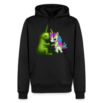 Amis d’autres mondes: Alien rencontre licorne - Sweat à capuche Premium bio Homme - noir - Devant - Nico (187cm)