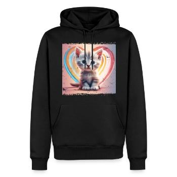 Herzliche Katze - Männer Premium Bio Hoodie - Schwarz - Vorne - Nico (187cm)
