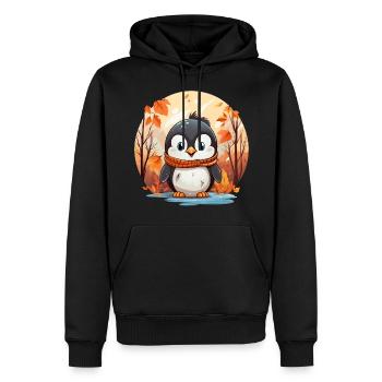 Penguin Autumn Leaves Winter Onset of Winter - Men’s Premium Organic Hoodie - black - Front - Nico (187cm)