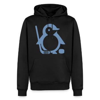 Minimalistischer Pinguin Eishockeyspieler - - Männer Premium Bio Hoodie - Schwarz - Vorne - Nico (187cm)