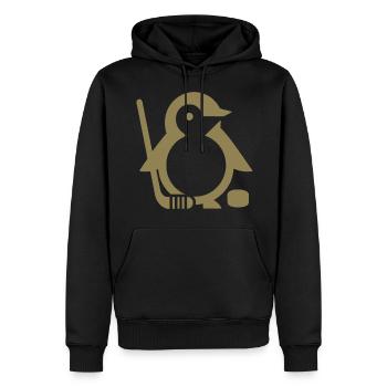 Minimalistischer Pinguin Eishockeyspieler - - Männer Premium Bio Hoodie - Schwarz - Vorne - Nico (187cm)