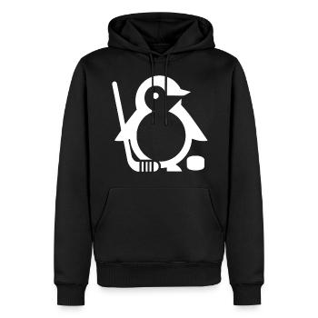 Minimalistischer Pinguin Eishockeyspieler - - Männer Premium Bio Hoodie - Schwarz - Vorne - Nico (187cm)