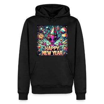Nouvel An Réveillon du Nouvel An Alien Joyeux Noël - Sweat à capuche Premium bio Homme - noir - Devant - Nico (187cm)
