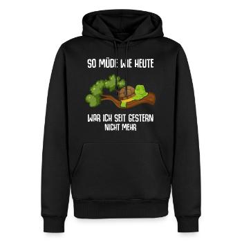 Je n’ai pas été aussi fatigué qu’aujourd’hui depuis hier - Sweat à capuche Premium bio Homme - noir - Devant - Nico (187cm)