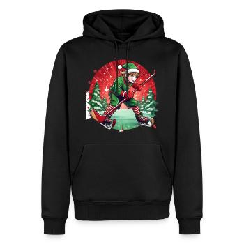 Christmas Elf Ice Hockey - Men’s Premium Organic Hoodie - black - Front - Nico (187cm)