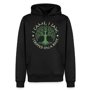 i came i saw i tripped on a root - Sweat à capuche Premium bio Homme - noir - Devant - Nico (187cm)