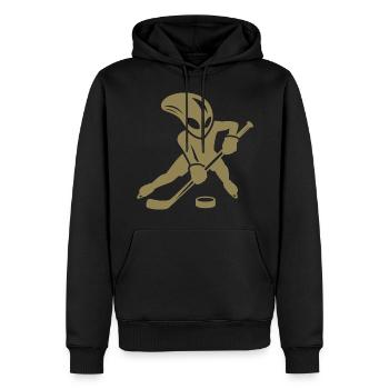 Minimalistische Alien Silhouette Eishockey - Männer Premium Bio Hoodie - Schwarz - Vorne - Nico (187cm)