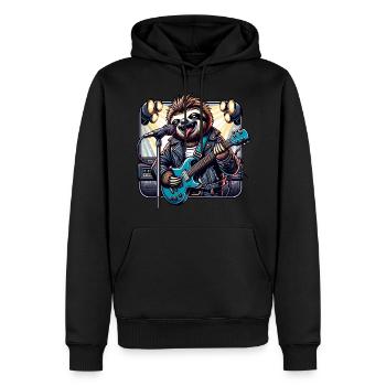 Lustiges Faultier Mit Gitarre - Männer Premium Bio Hoodie - Schwarz - Vorne - Nico (187cm)
