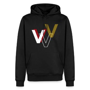 V v v - Men’s Premium Organic Hoodie - black - Front - Nico (187cm)