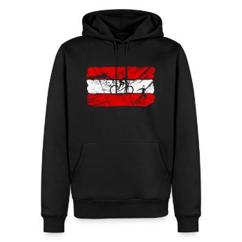 Triathlon Flagge Österreich (AUT) - Männer Premium Bio Hoodie - Schwarz - Vorne - Nico (187cm)