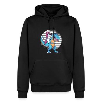 Idée cadeau sympa Licorne et T-Rex Dino - Sweat à capuche Premium bio Homme - noir - Devant - Nico (187cm)