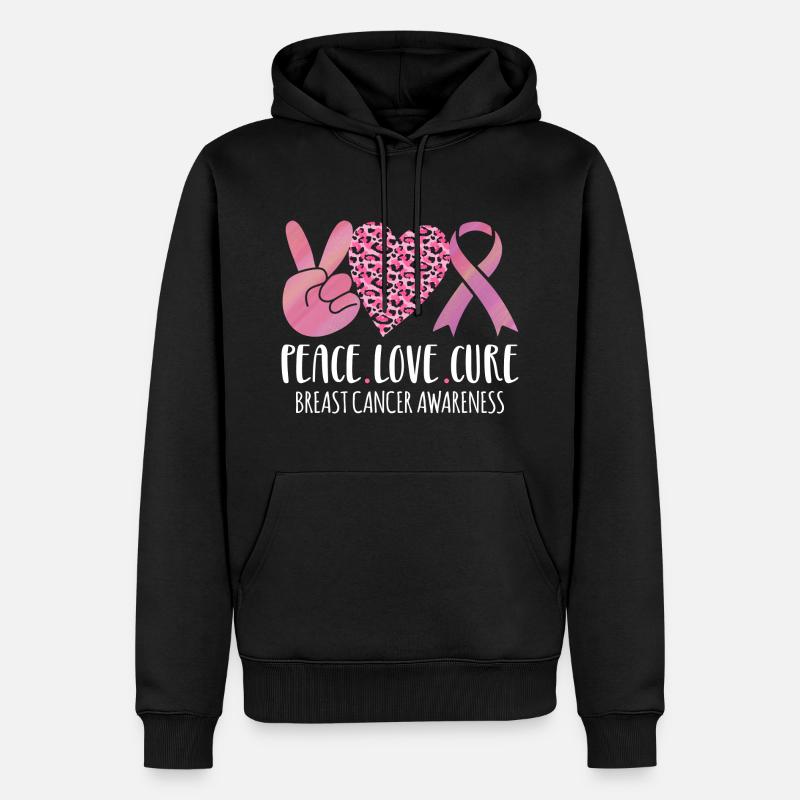 Brustkrebsbewusstsein - Sensibilisierung- - Männer Premium Bio Hoodie - Schwarz