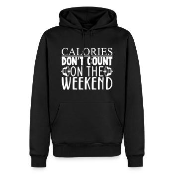 Les calories ne comptent pas le week-end - Sweat à capuche Premium bio Homme - noir - Devant - Nico (187cm)