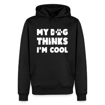 My Dog Thinks I'm Cool Lustiger Hunde Spruch - Männer Premium Bio Hoodie - Schwarz - Vorne - Nico (187cm)