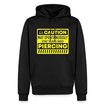 Humour pierceur - Sweat à capuche Premium bio Homme - noir - Devant - Nico (187cm)