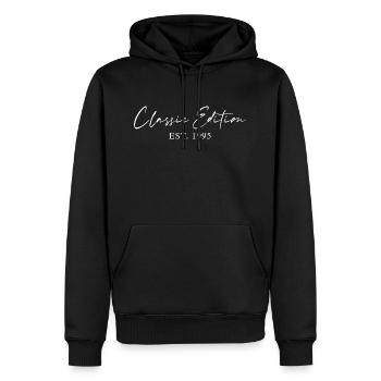 Classic Edition 1995 – minimalist typography - Men’s Premium Organic Hoodie - black - Front - Nico (187cm)