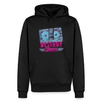 Vintage Techno - Männer Premium Bio Hoodie - Schwarz - Vorne - Nico (187cm)