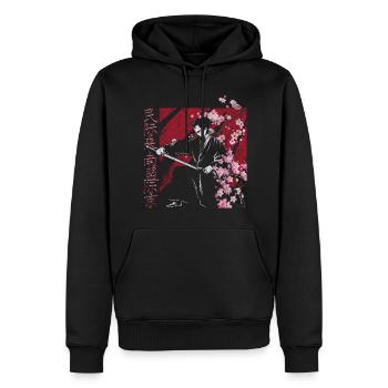Fleur de cerisier - Sweat à capuche Premium bio Homme - noir - Devant - Nico (187cm)