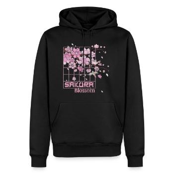 Fleurs de cerisier Symbole de la nature Rose - Sweat à capuche Premium bio Homme - noir - Devant - Nico (187cm)